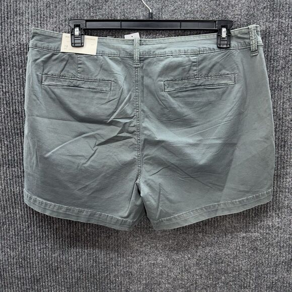 American Eagle Midi Shorts Womens 18 Green Low Rise Super Stretch Twill NEW - Picture 3 of 10